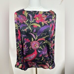 Lauren Ralph Lauren Vintage Floral Paisley Sheer Boat Neck Blouse - XS